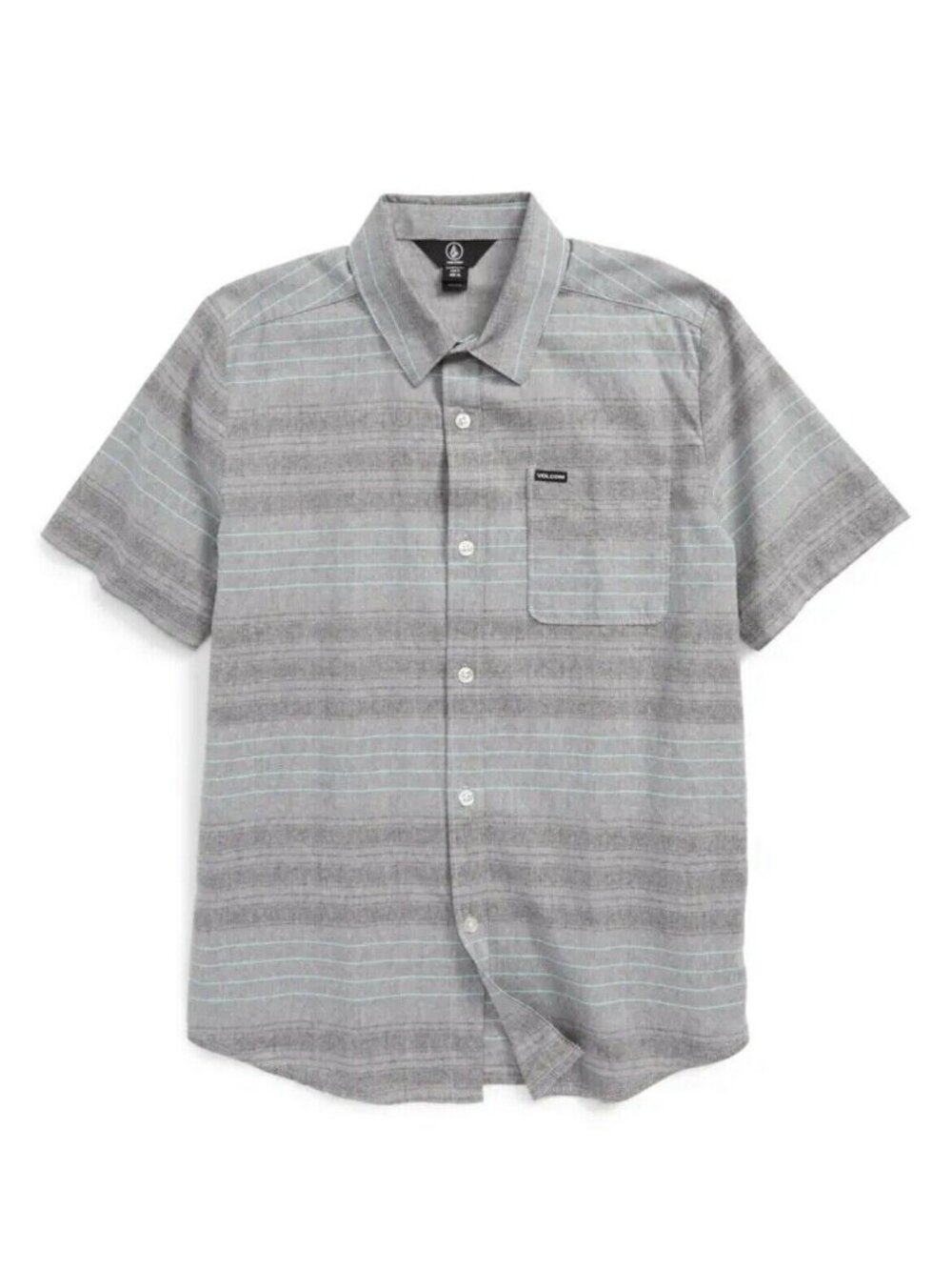 $45 VOLCOM Meyer Stripe Button Front Shirt Designer Boys Youth Polo Top NEW S 8